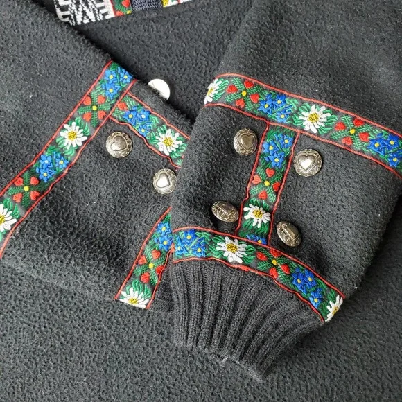 Obermeyer vintage fleece embroidered pullover women's large black - Picture 3 of 13